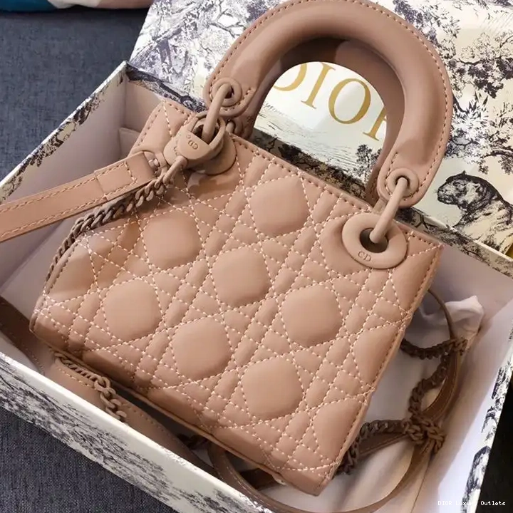 Cheap Apricot Lady Mini Dior Ultramatte Bag Calfskin 0529 Luxury